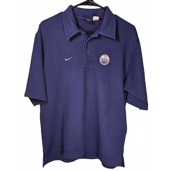 Nike Men's Dri-FIT Edmonton Oilers NHL Navy Golf Polo Size Medium - Picture 1 of 9
